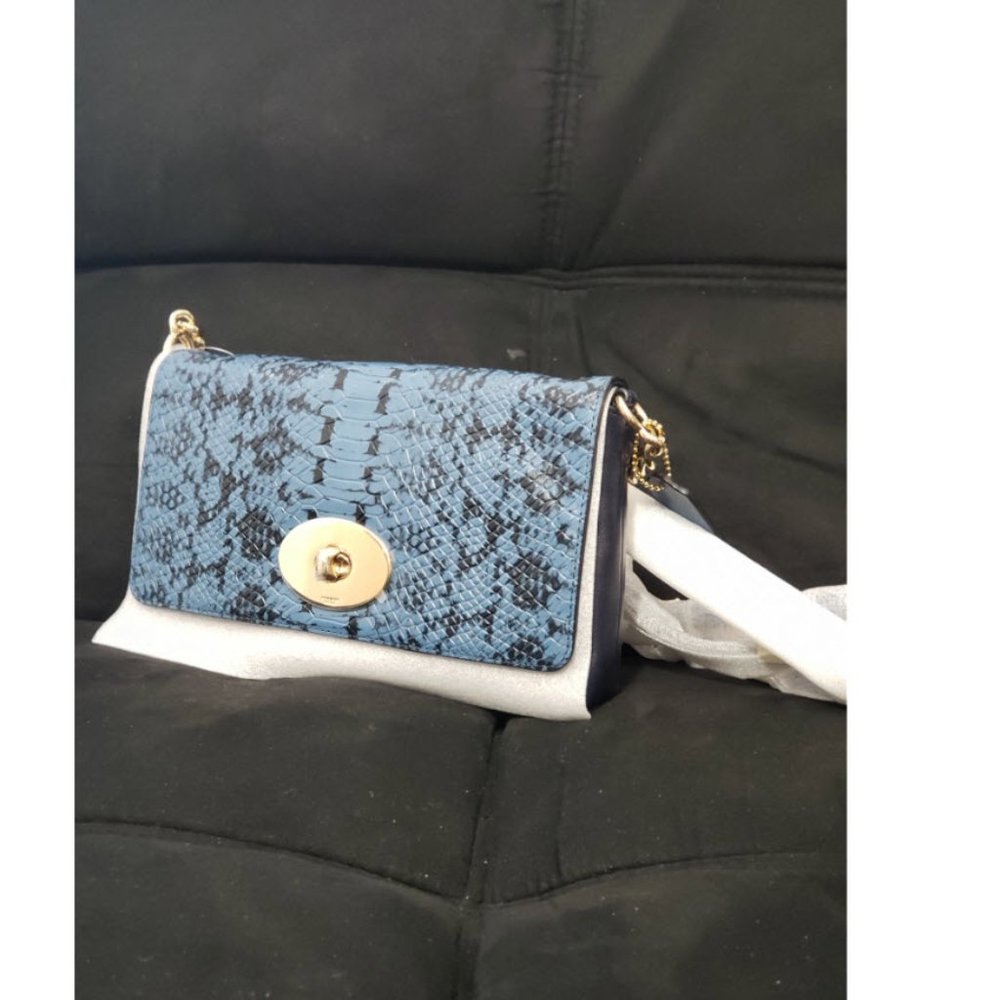 Coach Crosstown bag Embossed Blue Crossbody 36527 Colorblock Exotic Leather